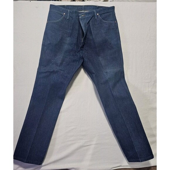 Wrangler Jeans Men 42x32 Blue Denim Dark Wash 13MWZ Cowboy Cut Orginal Fit - Picture 11 of 16